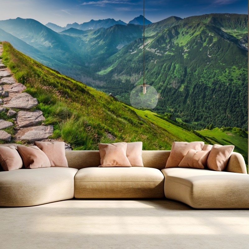 Carta da parati sentiero panoramico nei Tatra al sorgere del sole