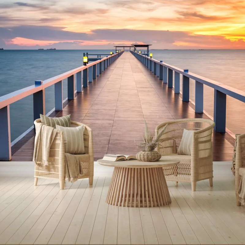 Carta da parati passerella sul mare al tramonto