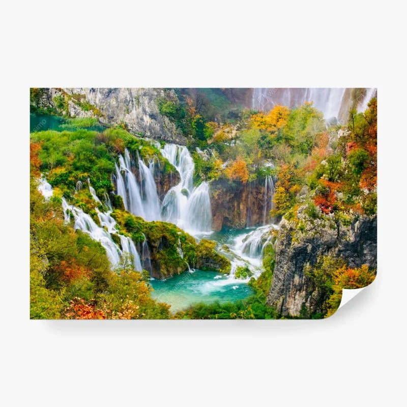 Carta da parati cascate autunnali in paesaggio naturale