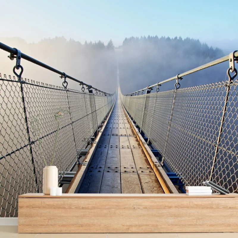 Carta da parati passerella sospesa nella nebbia