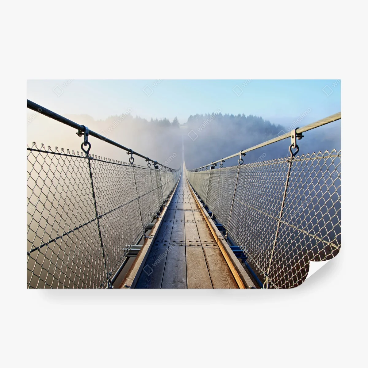 Carta da parati passerella sospesa nella nebbia • Wallissimo®