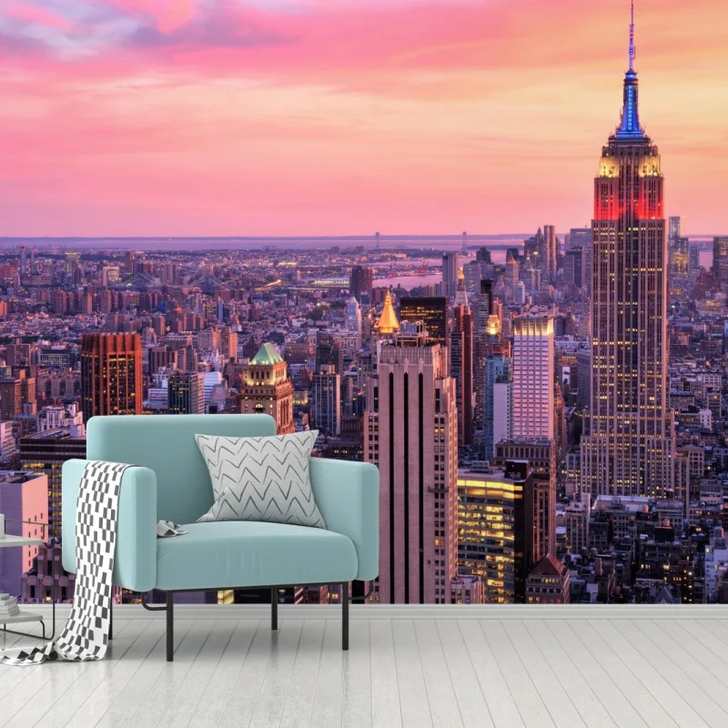Carta da parati tramonto su New York con Empire State Building