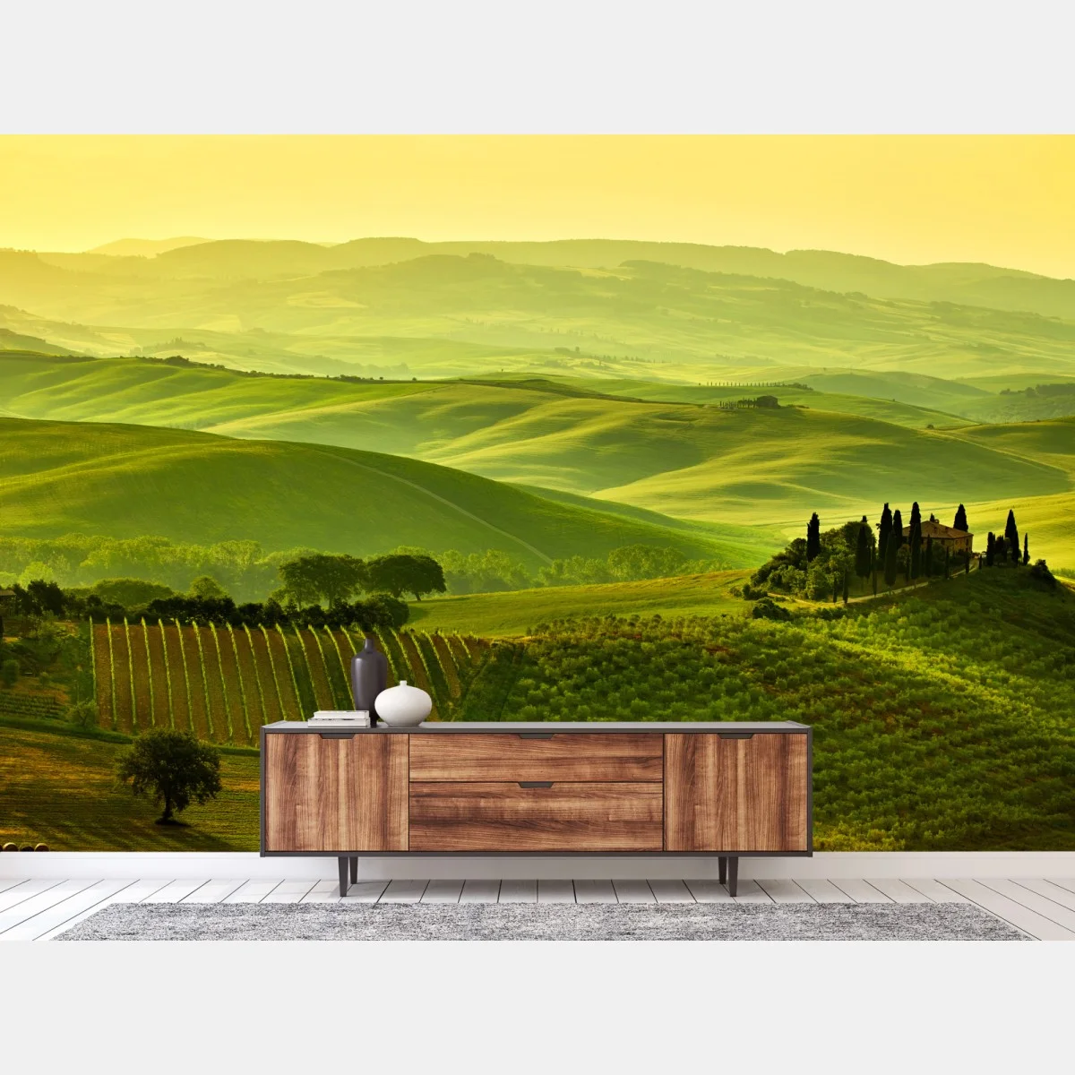 Carta da parati colline dorate della Toscana • Wallissimo® Carta da parati colline dorate della Toscana • Wallissimo®