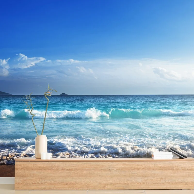 Carta da parati tramonto tropicale alle Seychelles