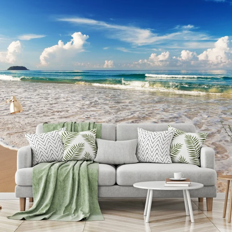 Carta da parati orizzonte turchese sulla spiaggia di Karon, Phuket • Wallissimo® Carta da parati orizzonte turchese sulla spiaggia di Karon, Phuket • Wallissimo®