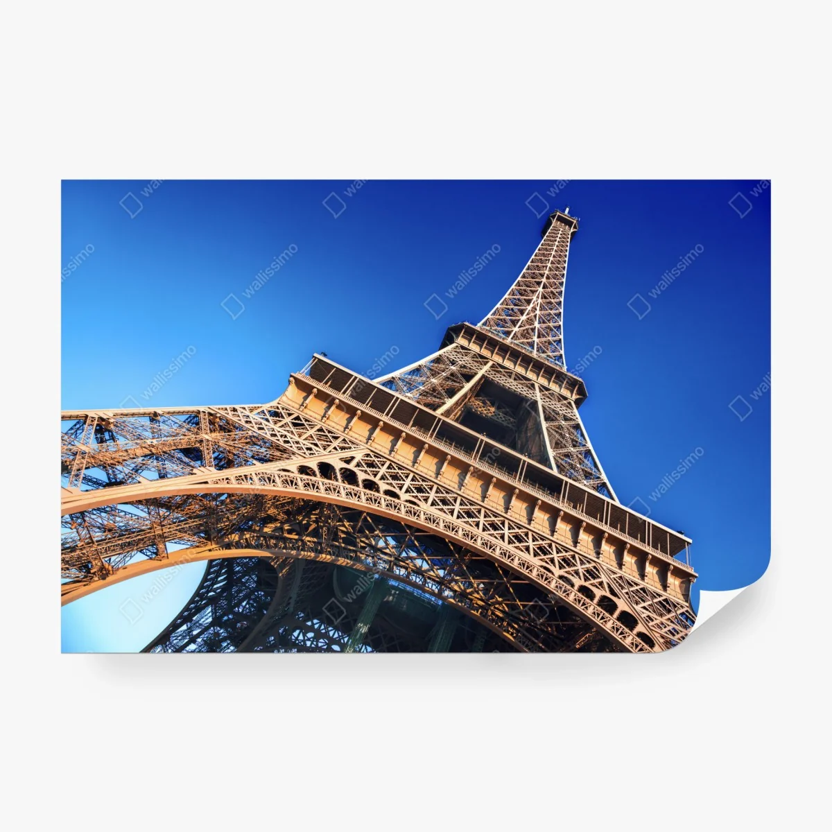 Carta da parati prospettiva imponente della Torre Eiffel sul cielo blu • Wallissimo® Carta da parati prospettiva imponente della Torre Eiffel sul cielo blu • Wallissimo®