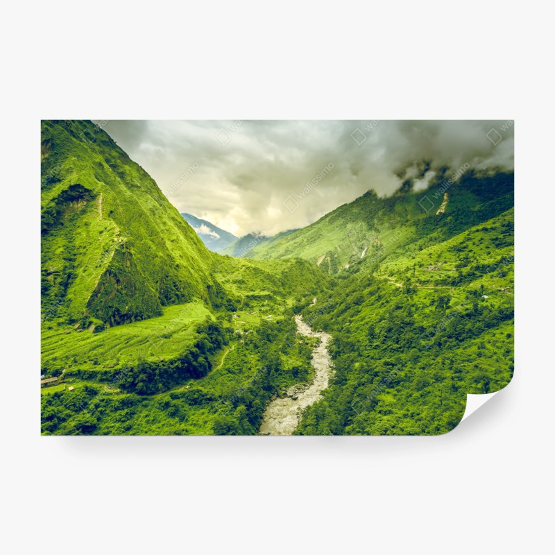 Carta da parati valle verde tra le montagne