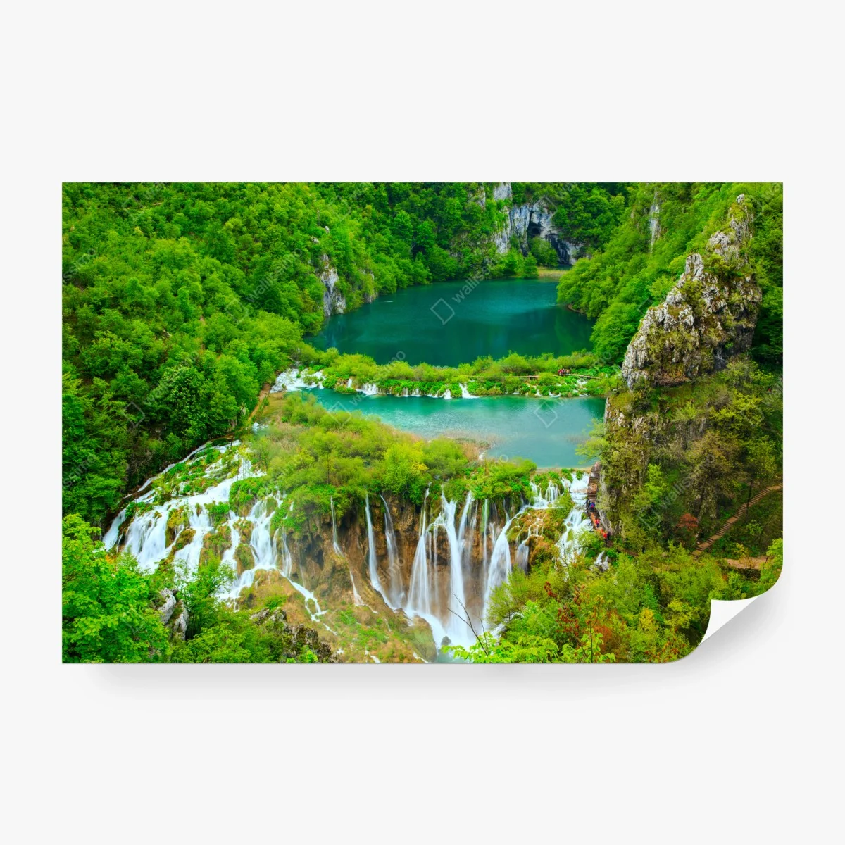 Carta da parati oasi di cascate e laghi verdi • Wallissimo® Carta da parati oasi di cascate e laghi verdi • Wallissimo®