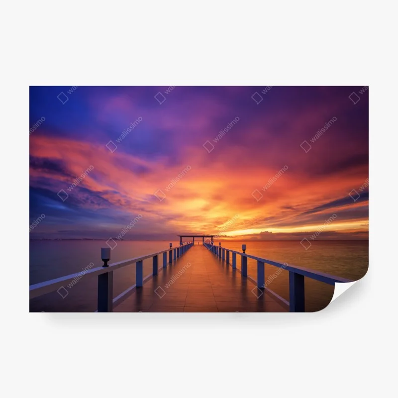 Carta da parati pontile al tramonto dai colori intensi