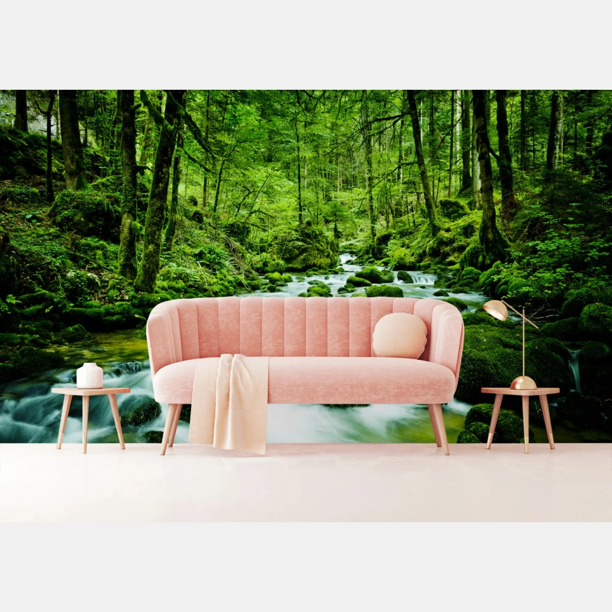 Carta da parati ruscello smeraldo nella foresta • Wallissimo® Carta da parati ruscello smeraldo nella foresta • Wallissimo®