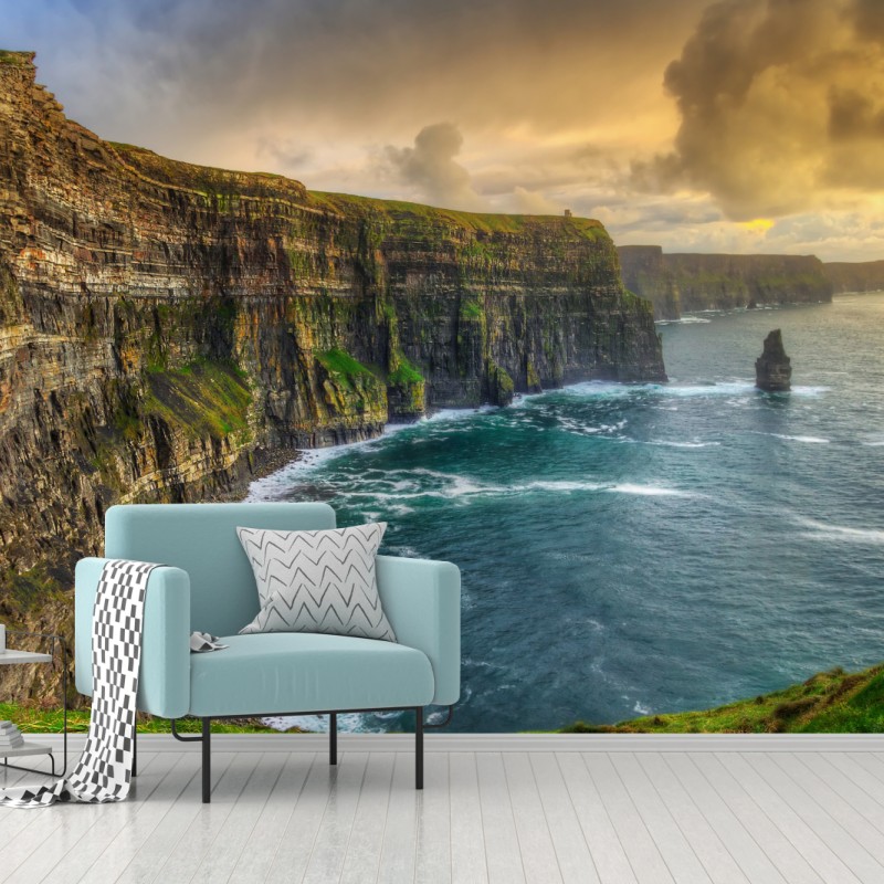 Carta da parati scogliere selvagge d'Irlanda al tramonto