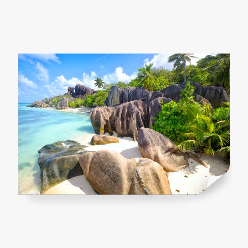 Carta da parati paesaggio tropicale ad Anse Source d'Argent, La Digue