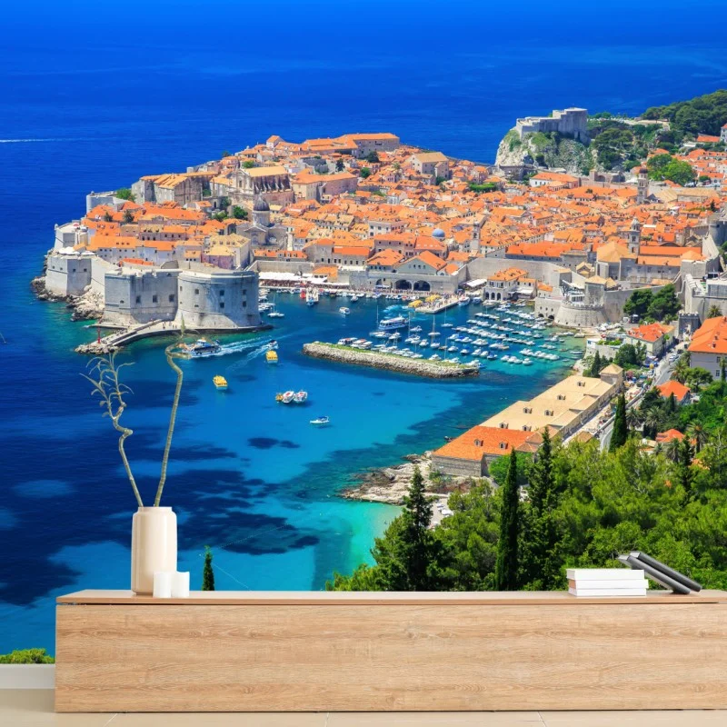Carta da parati panoramica mozzafiato di Dubrovnik sulla costa