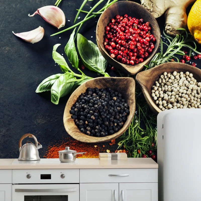 Carta da parati esplosione di spezie e erbe aromatiche