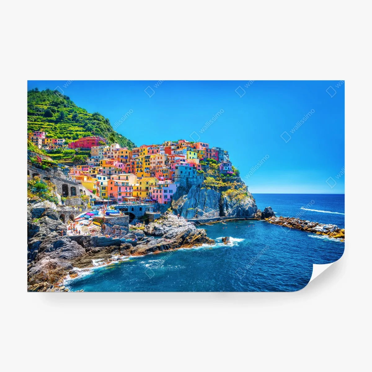 Carta da parati Manarola: villaggio colorato a picco sul mare • Wallissimo® Carta da parati Manarola: villaggio colorato a picco sul mare • Wallissimo®