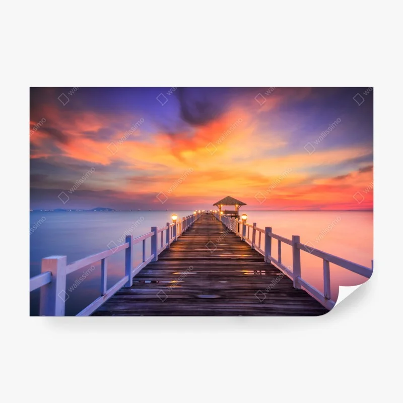 Carta da parati molo al tramonto verso l'orizzonte