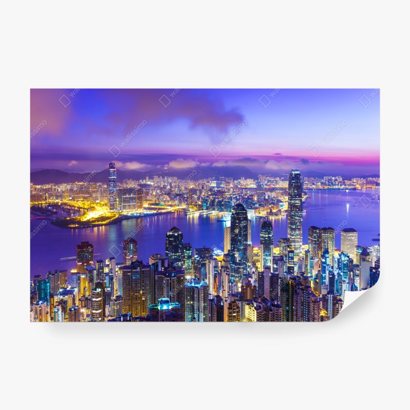 Carta da parati alba sullo skyline di Hong Kong