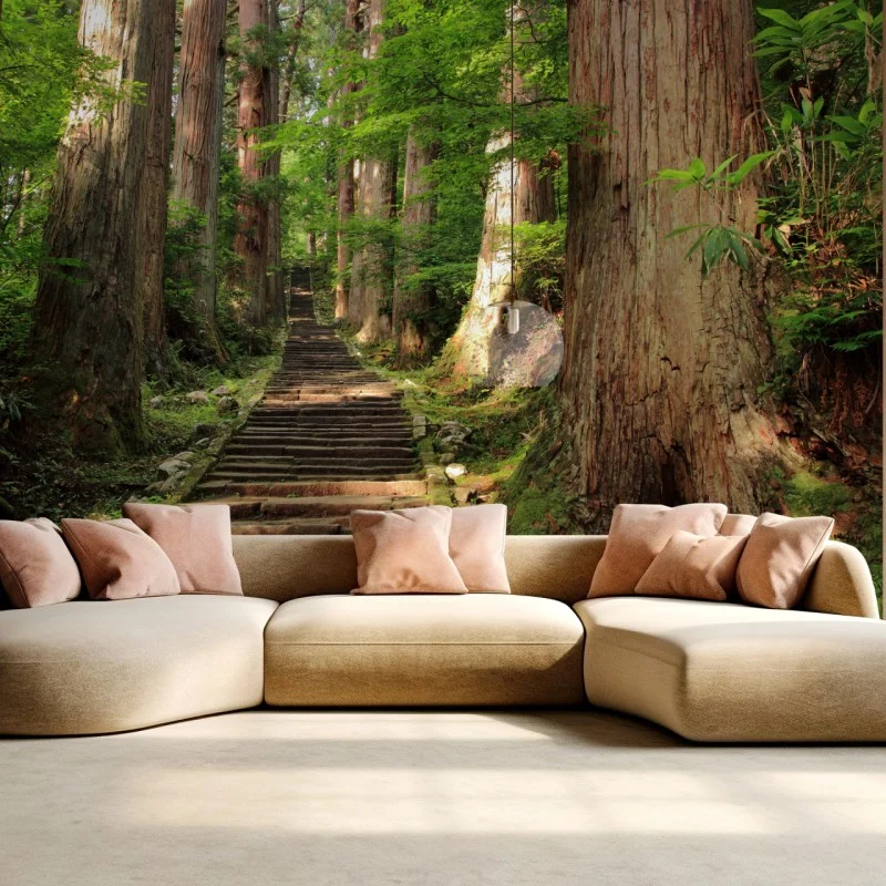 Carta da parati sentiero magico nel bosco secolare