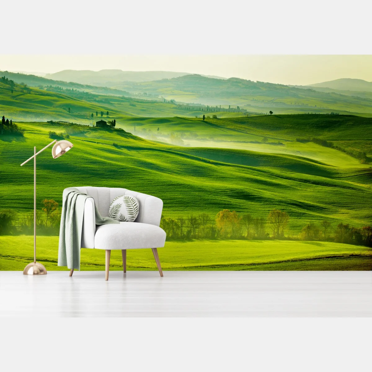 Carta da parati paesaggio ondulato a San Quirico d'Orcia, Toscana • Wallissimo® Carta da parati paesaggio ondulato a San Quirico d'Orcia, Toscana • Wallissimo®