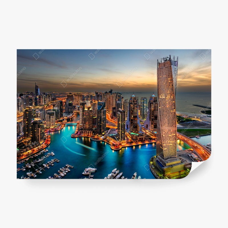 Carta da parati tramonto sulla marina di Dubai