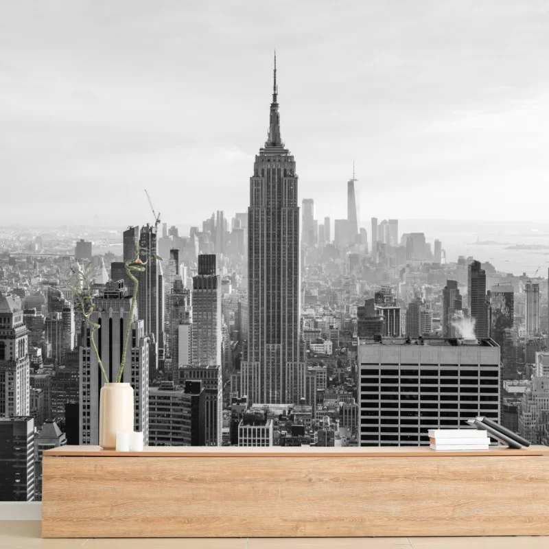 Carta da parati panorama urbano di New York in bianco e nero