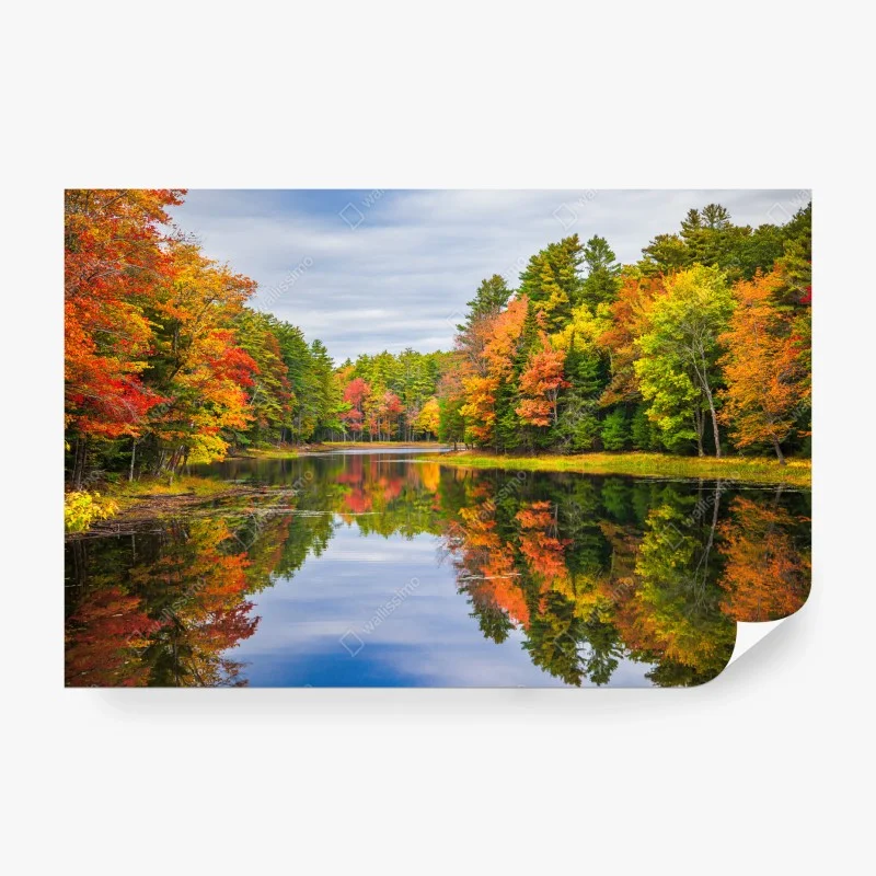 Carta da parati riflessi d'autunno sullo stagno • Wallissimo® Carta da parati riflessi d'autunno sullo stagno • Wallissimo®