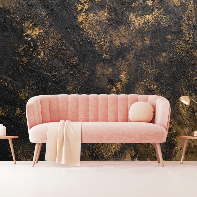 Carta da parati elegante texture nera con sfumature dorate