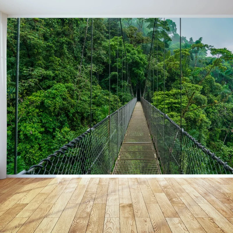 Carta da parati passerella sospesa nella foresta pluviale