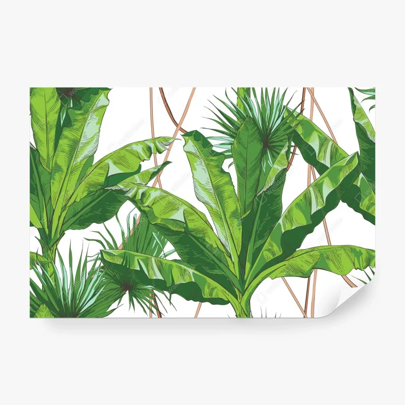 Carta da parati motivo tropicale di foglie di banana