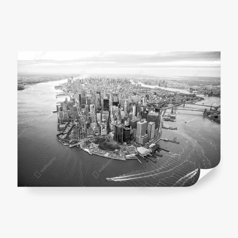Carta da parati panorama aereo di Manhattan al tramonto