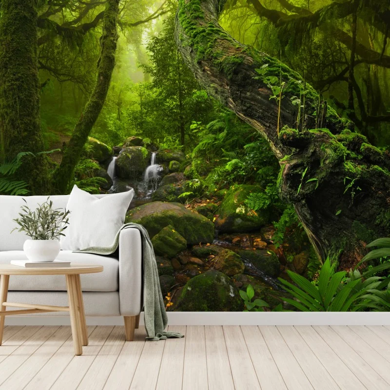 Carta da parati foresta incantata immersa nel verde