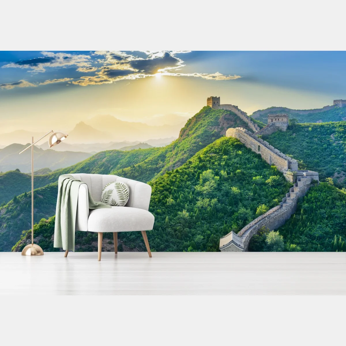 Carta da parati panorama epico della Grande Muraglia Cinese al tramonto • Wallissimo® Carta da parati panorama epico della Grande Muraglia Cinese al tramonto • Wallissimo®
