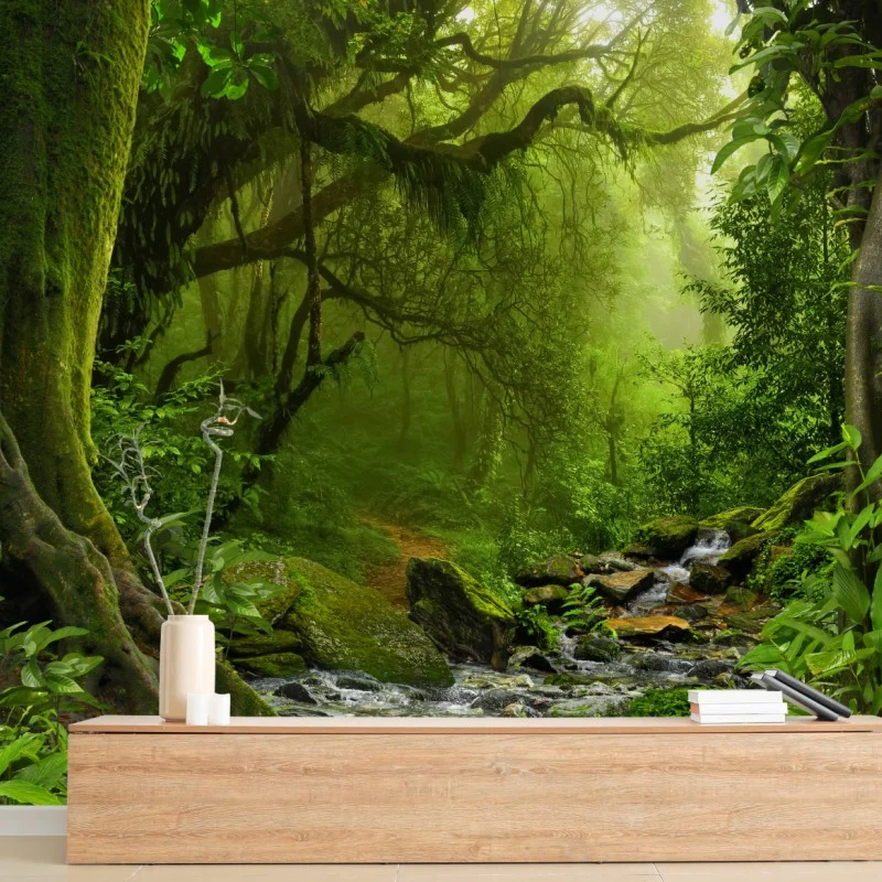 Carta da parati sentiero segreto nella foresta verde