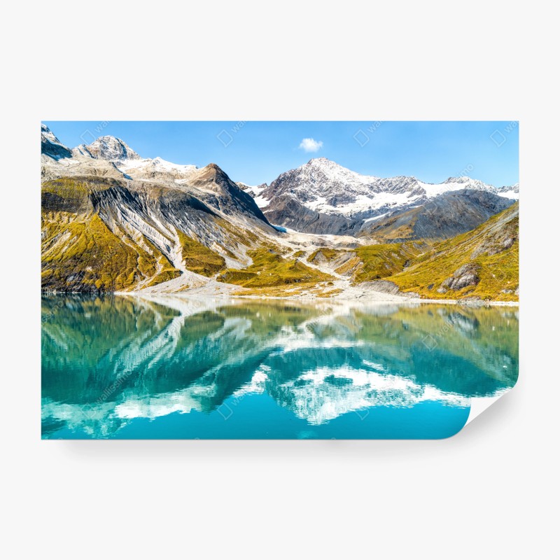 Carta da parati riflessi alpini sul lago cristallino