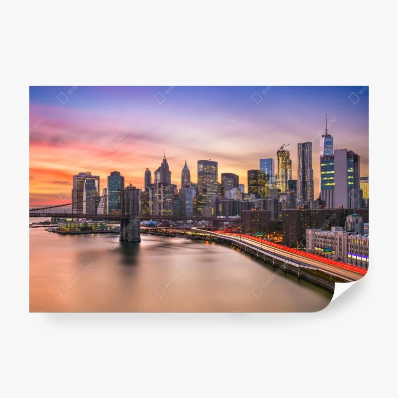 Carta da parati skyline al tramonto di New York