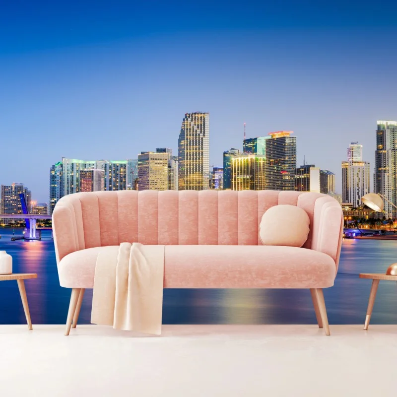 Carta da parati skyline notturno di Miami