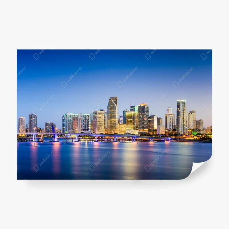 Carta da parati skyline notturno di Miami