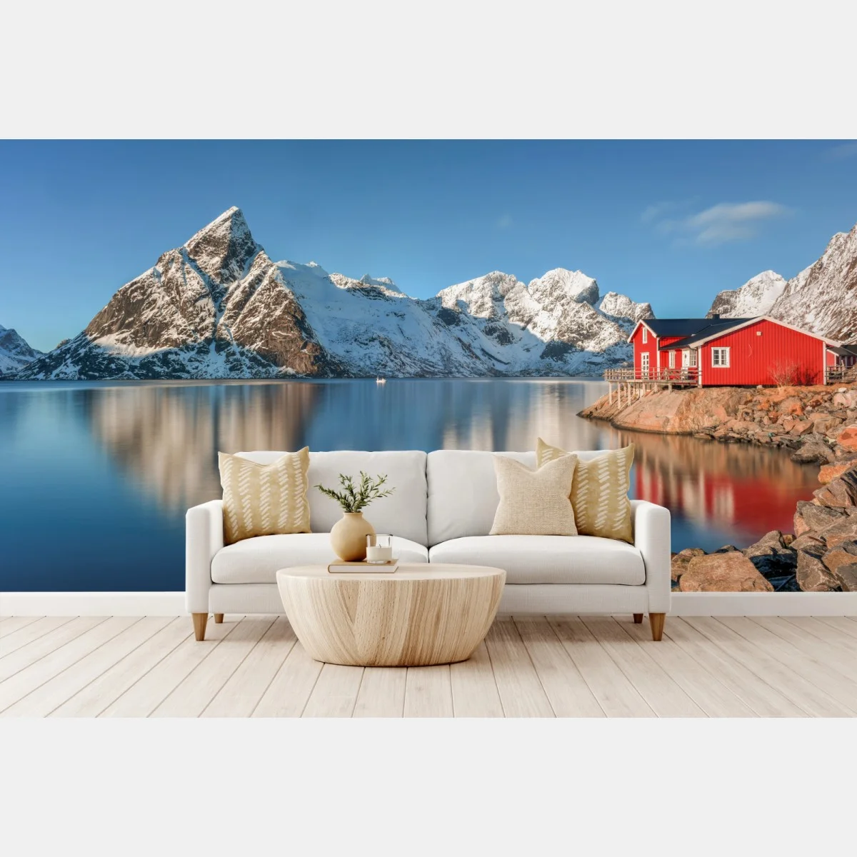 Carta da parati riflessi artici a Reine, Isole Lofoten • Wallissimo® Carta da parati riflessi artici a Reine, Isole Lofoten • Wallissimo®