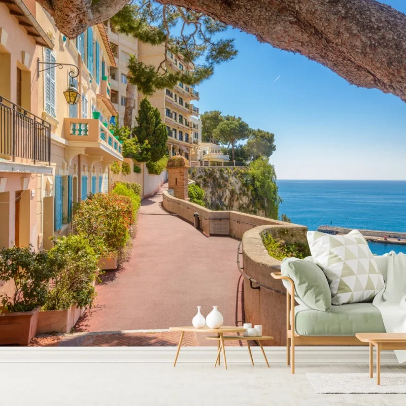 Carta da parati passeggiata panoramica sul mare a Monaco