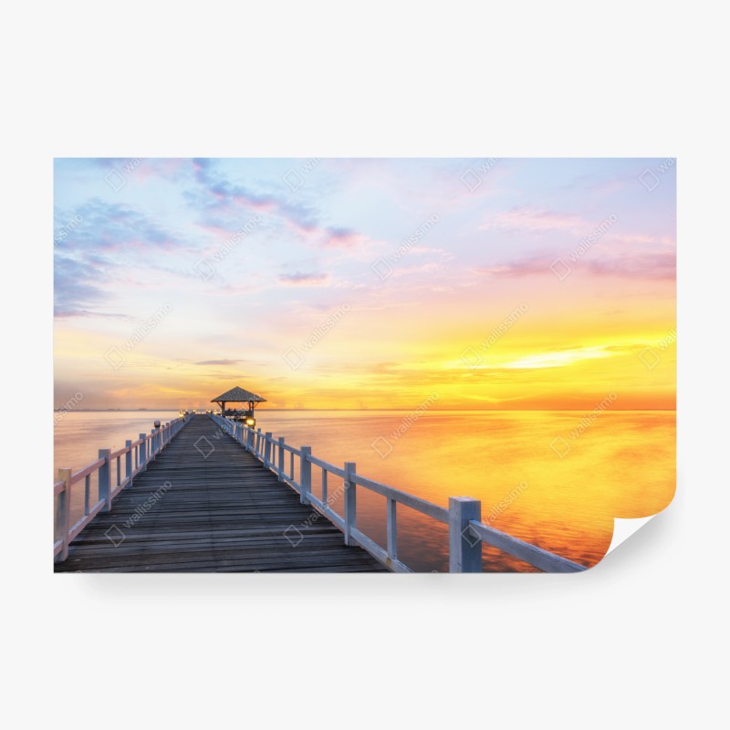 Carta da parati pontile al tramonto dorato
