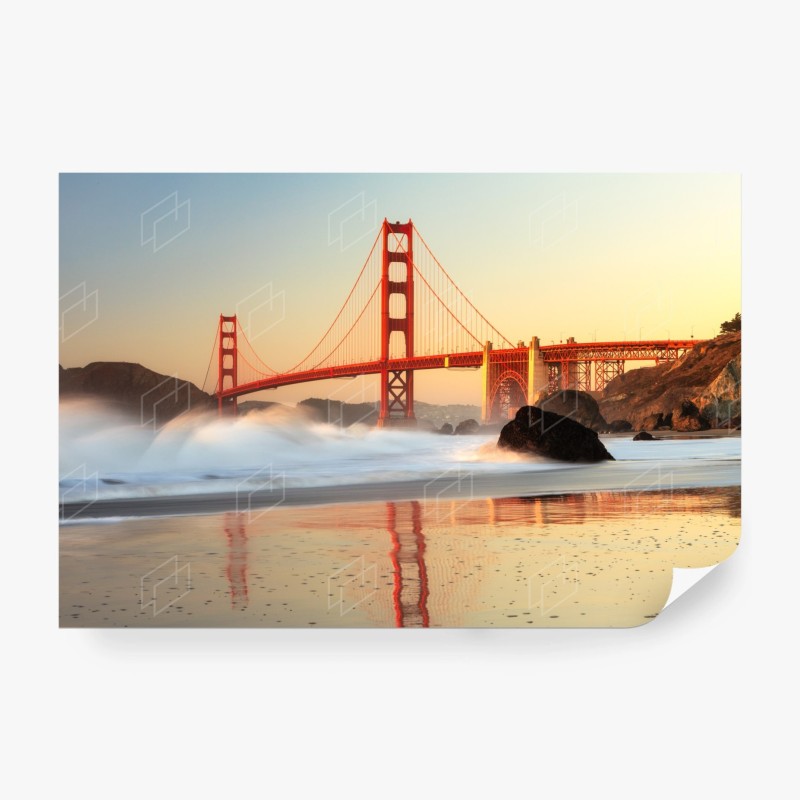 Carta da parati stampa artistica ponte Golden Gate al tramonto