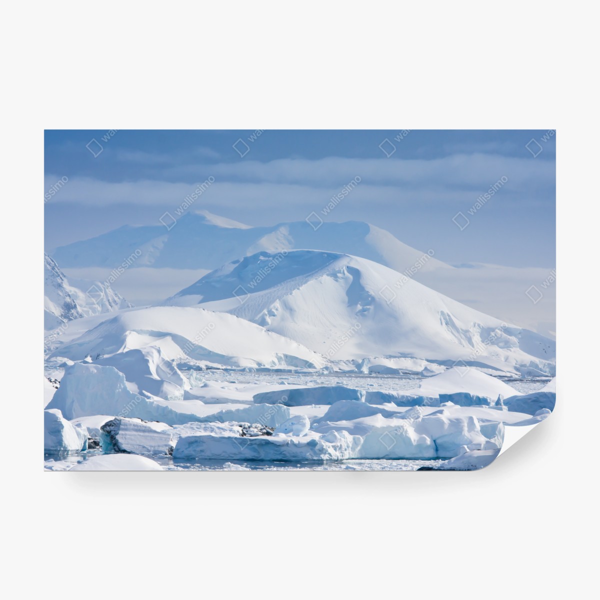 Carta da parati panorama polare: montagne innevate e iceberg • Wallissimo®