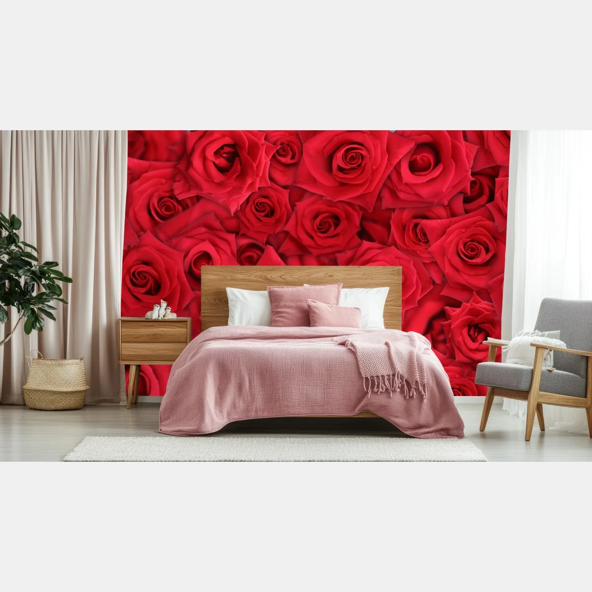 Carta da parati mosaico di rose rosse • Wallissimo® Carta da parati mosaico di rose rosse • Wallissimo®