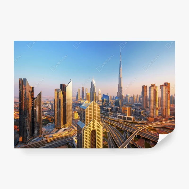 Carta da parati orizzonte dorato di Dubai