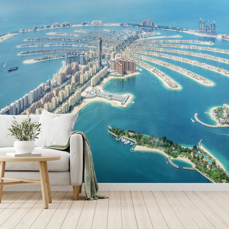 Carta da parati splendida vista aerea di Palm Jumeirah, Dubai