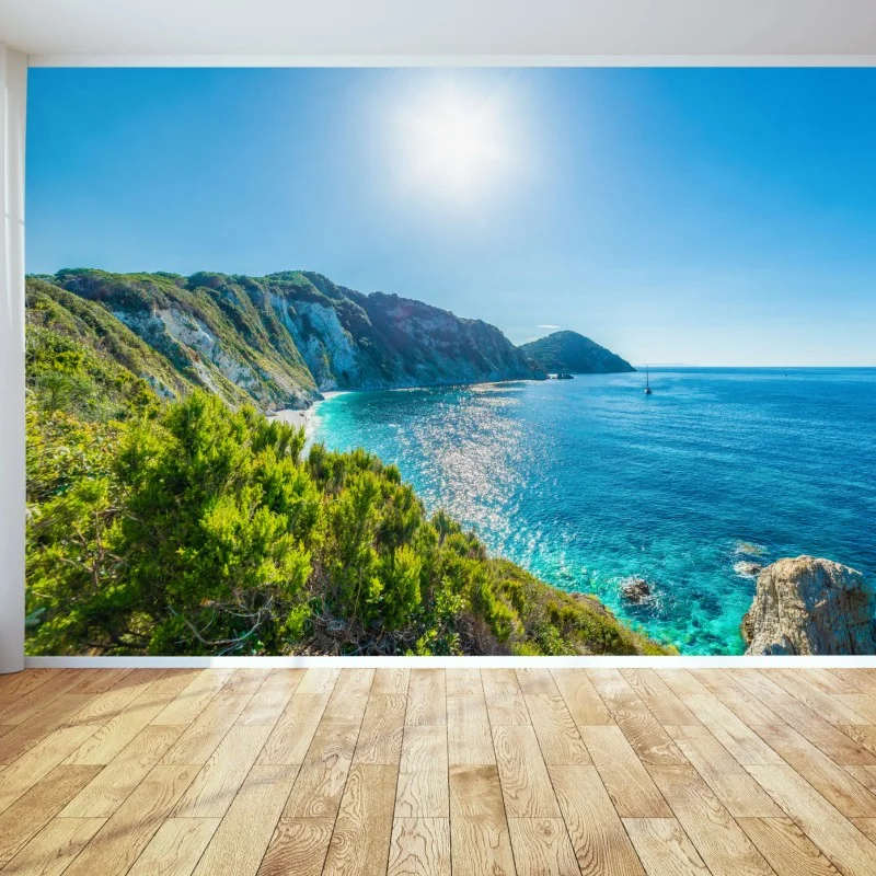 Carta da parati panorama marino della baia di Sansone, Elba, Toscana