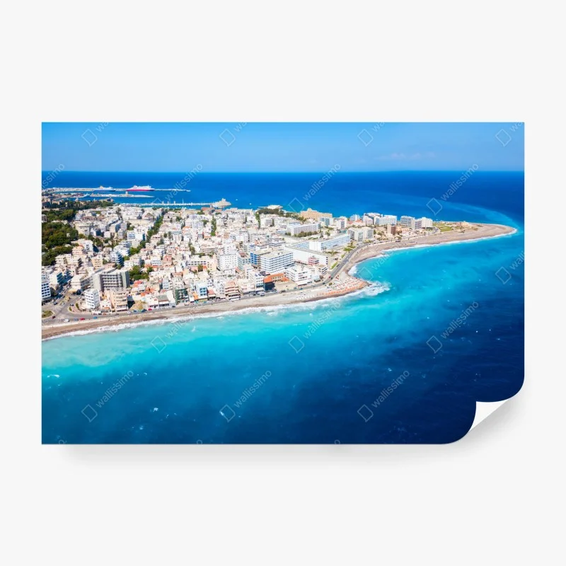 Carta da parati panorama aereo della costa di Rodi