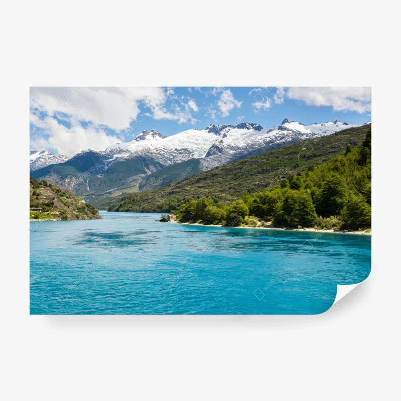 Carta da parati panorama di montagna e lago turchese