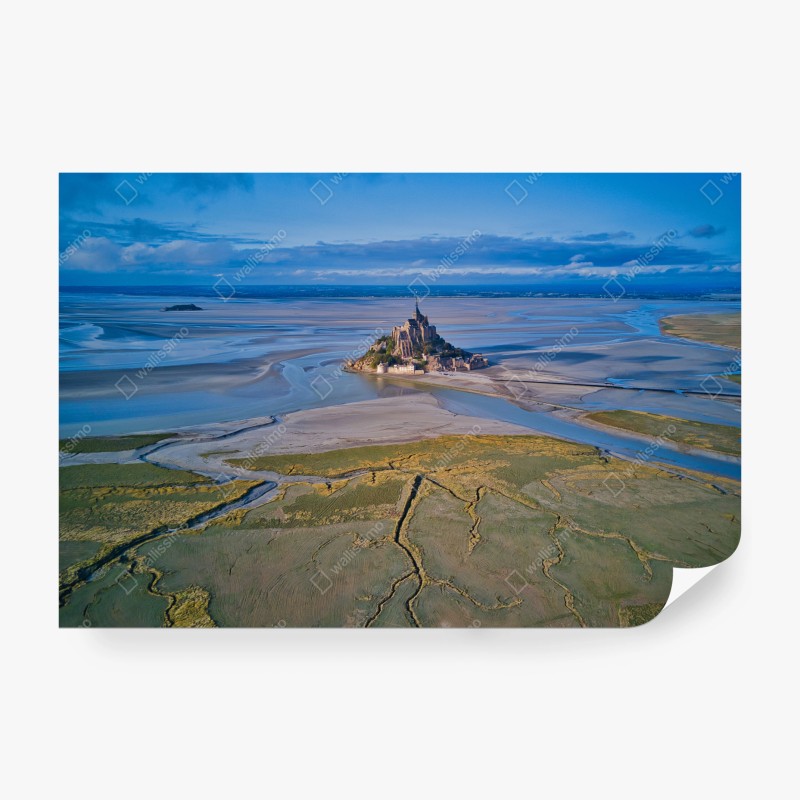 Carta da parati panorama aereo di Mont Saint-Michel al tramonto