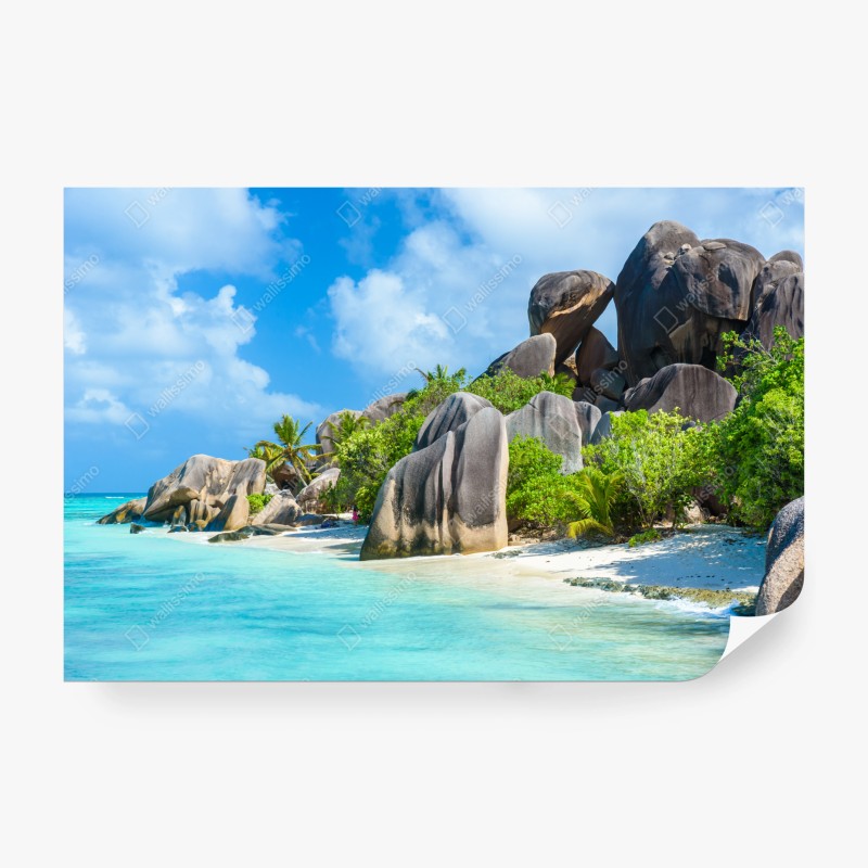 Carta da parati paesaggio paradisiaco a La Digue, Seychelles